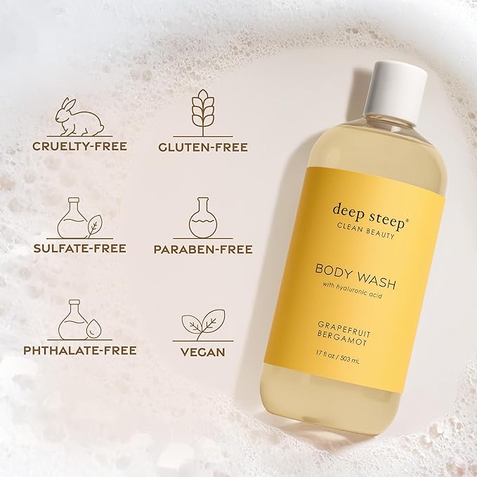 Deep Steep Body Wash, Fresh Lavender, 17 oz – Hydrating Shower Gel with Hyaluronic Acid, Shea Butter, Aloe Vera & Argan Oil – Vegan, Clean Beauty, Clean & Refreshed Skin