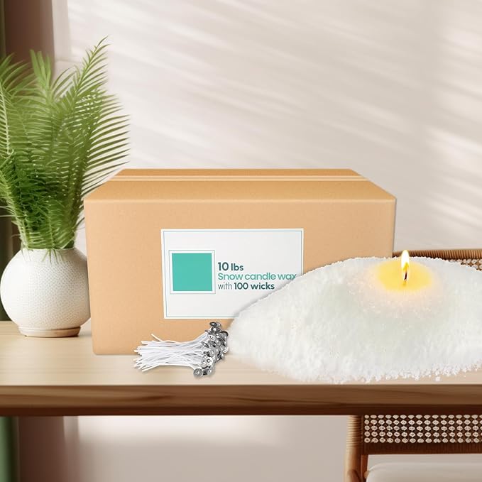 10 lb Pearl Wax Sand DIY Set with 100 Wicks, Reusable, Continuous Burning, Unscented Candle Powder, Designed for Handmade Candles, Wedding Celebrations and Party Decorations