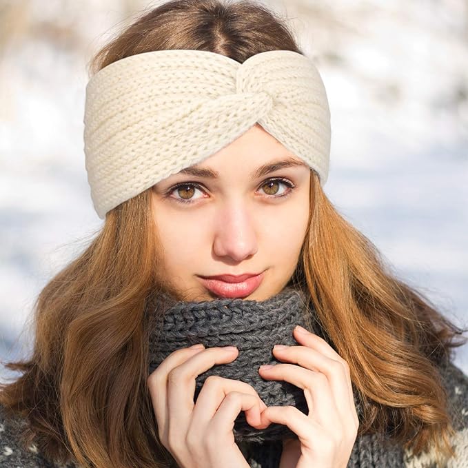 DRESHOW Winter Knit Chunky Headbands for Women Crochet Turban Knitted Ear Warmer Fashion Head Wrap 6 Pack
