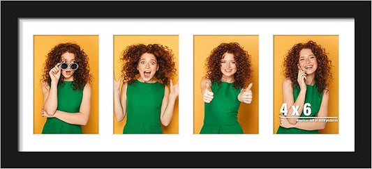 8x20 Collage Picture Frames Display Four 4x6 Picture Collage Wall Decor Wall Hanging or Tabletop Black