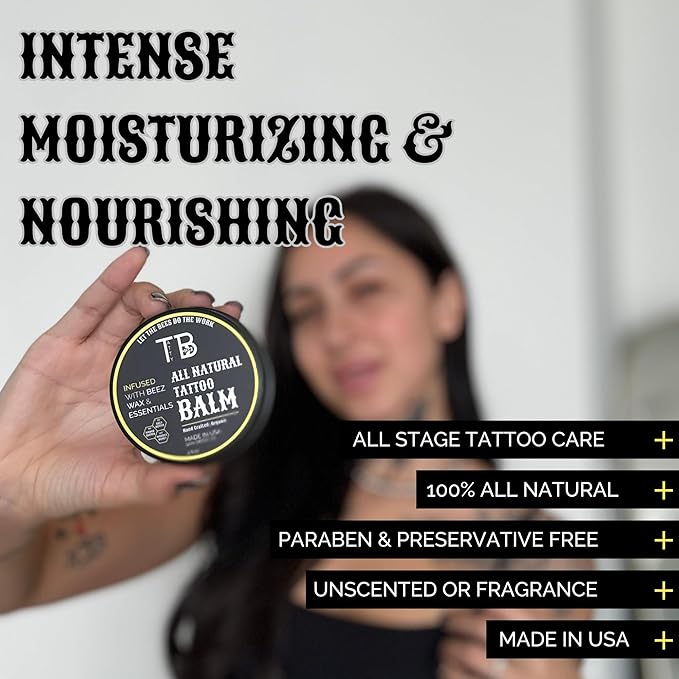 Tattoo Aftercare Balm – Fast Healing Tattoo Cream for New & Old Tattoos | Soothes, Hydrates & Brightens Ink | Natural Beeswax & Manuka Honey | 2 fl oz (2 Ounce, Citrus & Mint)