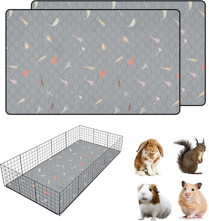 2Pcs Guinea Pig Cage Liners,Guinea Pig Fleece Cage Liners36''X60'' Super Absorbent Washable Pee Pads Reusable for Rabbit Hamster Chinchilla