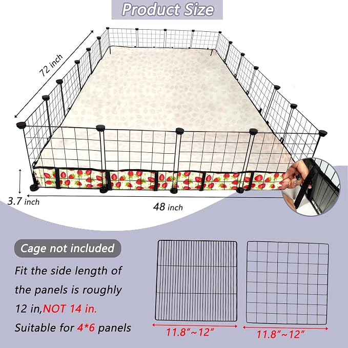 Guinea Pig Cage Liner，Washable Waterproof Oxford Cloth Cage Liners for Small Animals,Hamster Chinchilla Hedgehog Rabbit and Other Small Animals Not Include Cage(48x72 inches)