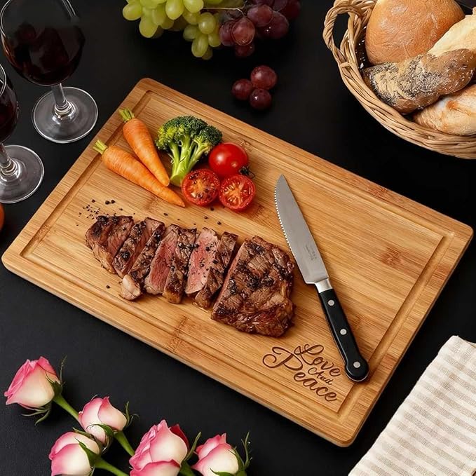 Personalized Bamboo Cutting Board - Laser Engraved Custom Board,Print in USA,Customizable Bamboo Cutting Board Eco-Friendly Wood,Gift for Wedding, Housewarming,Christmas