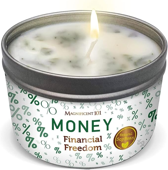 MAGNIFICENT 101 Money Candle Manifestation Candle - 6 Oz Red Soy Wax Tin - 35-Hour Burn - Clove, Cinnamon & Citronella Scent - Chakra Cleansing & Abundance Ritual