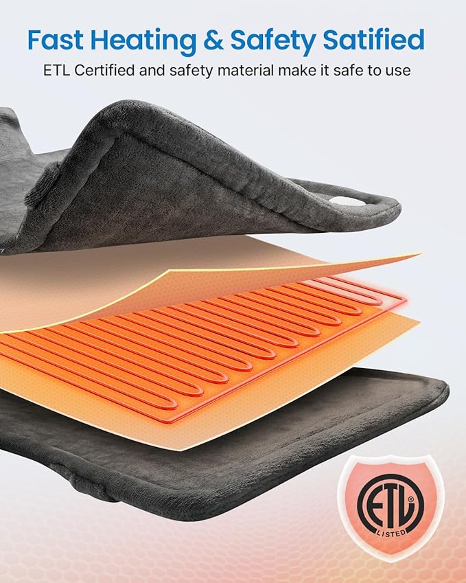 RENPHO King Size Heating Pad for Back, Mothers Day Gifts for Mom Wife & Birthday Gifts for Men, FSA Eligible, 24"x37" XL Large Weighted Electric Heat Pad for Neck and Shoulders, ETL Certified, Gray