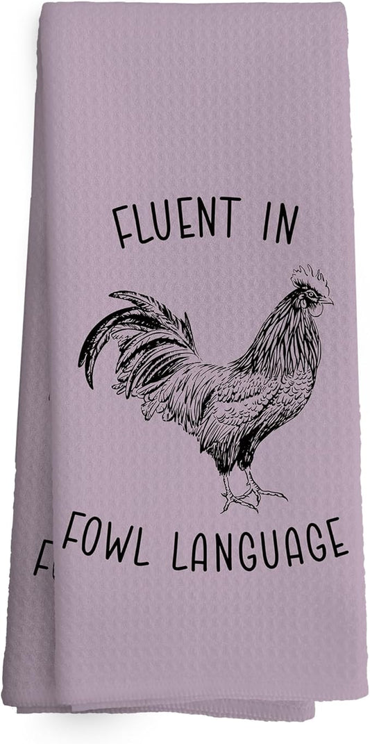 Chicken Kitchen Towels Funny Pink Dish Towel with Sayings 16x24 Inches, Chicken Lovers Gifts Decorative Absorbent Dishcloths Tea Towels for Kitchen Bathroom Decor, Humorous Gifts for Women Men
