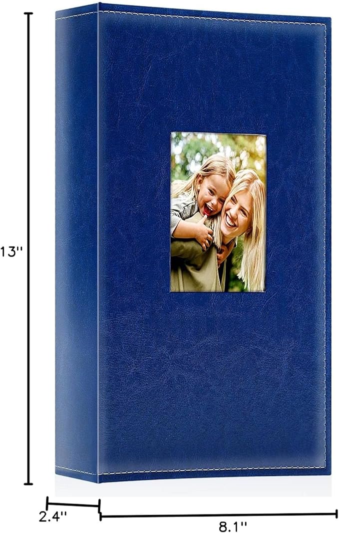 Ywlake Photo Album 4x6 300 Pockets, Leather Photo Albums Holds 300 Horizontal Only Pictures Blue
