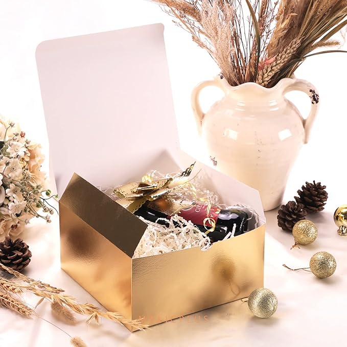 10 Gift Boxes 8x8x4 Inches Gift Boxes with Lids Boxes for Gifts Bridesmaid Proposal Boxes, Gold Gift Boxes Bulk for Light Weight Gifts, Crafting