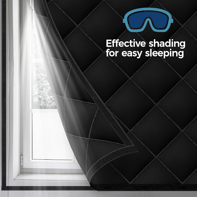 63" x 39" Thermal Window Cover，Oxford Fabric Window Cover for Winter, Window Insulation for Winter to Keep Warm, Window Insulation Kit for Home RV Basement–Black