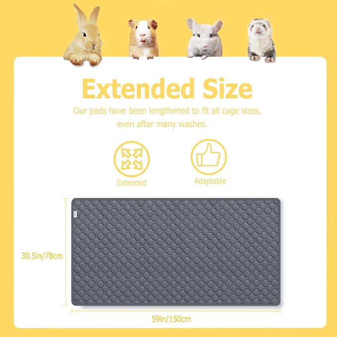 Guinea Pig Cage Liner, 59"x31" Bedding for C&C 2x4 Cage 2 Pack, Rainbow | Washable Fleece Bedding, Super Absorbent, Non-Slip, Waterproof Rabbit Mat, Machine Washable, Small Animal Cage Accessory