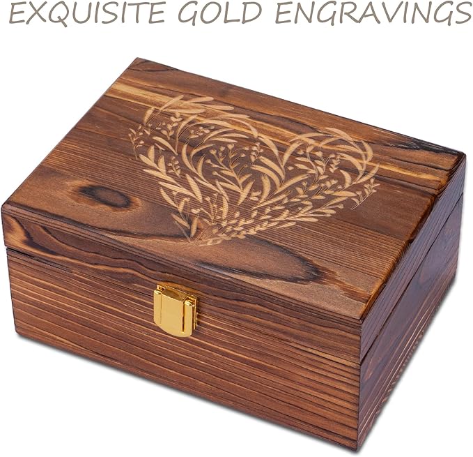 Small Wooden Memory Keepsake Boxes With Hinged Lids and a photo frame inside the lid - Decorative Storage Box With a Hinge Lids For Picture Letter Time Capsule - Wooden Gift Boxes，3.1“*5.1”*7.1“ Carbo