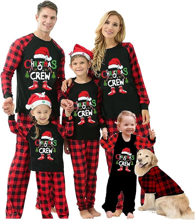 Matching Family Christmas Pajamas Set Elk/Tree/Plaid Holiday Sleepwear Xmas Family Jammies