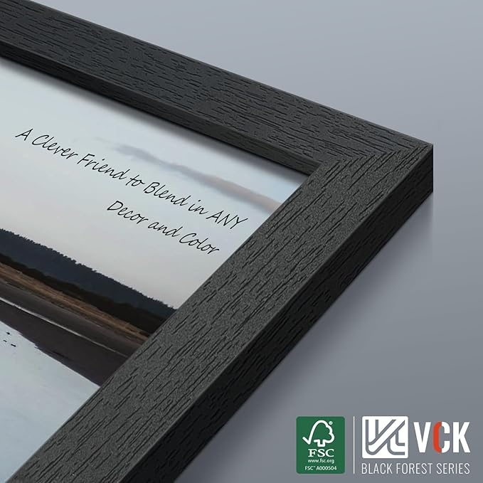 VCK 16x20 Picture Frames Black Set of 6, Wide Border Wood Poster Frame, Multi-Directional Display Family Photos, Office Prints, Studio/Gallery Artwork, Woodgrain Series, Wall Hanging