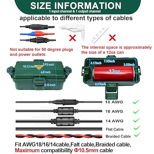 Outdoor Electrical Box Waterproof IP54-rated Outdoor Outlet Box Black Outdoor Extension Cord Cover Box (Inner 6.5 x 3.5 x 2.2inch) Wall-Hangable Waterproof Box for Protect Outlet(2 PCS Green)