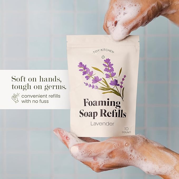 Foaming Hand Soap Refills – Rich, Moisturizing Lather in Lavender Scent, Works with Dispensers, 10 count