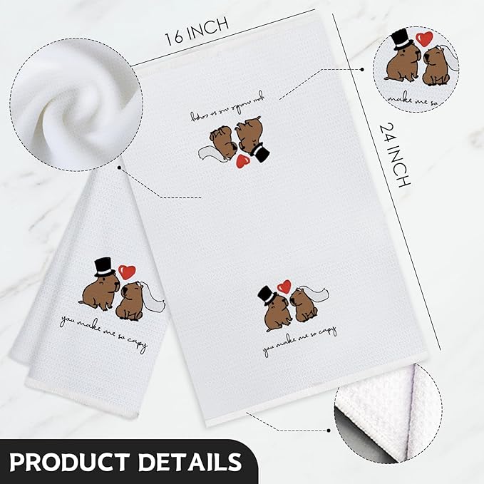 Capybara Kitchen Towels, Hand Towels for Bathroom, Dish Towels, Valentine Wedding Gifts for Couples Newlyweds, Capybara Gifts, 16x24 Inch