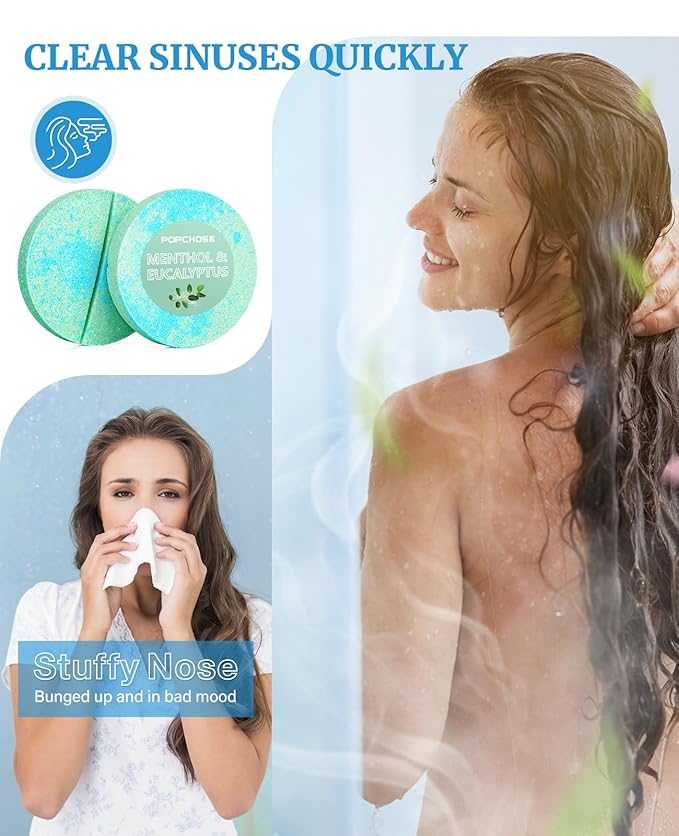 POPCHOSE Shower Steamers Aromatherapy – 8 Natural Scented Shower Bombs with Gift Box, Self Care Spa Gifts for Women, Men, Mom, Dad, and Teens – Relaxing Stocking Stuffers for Christmas, Birthday