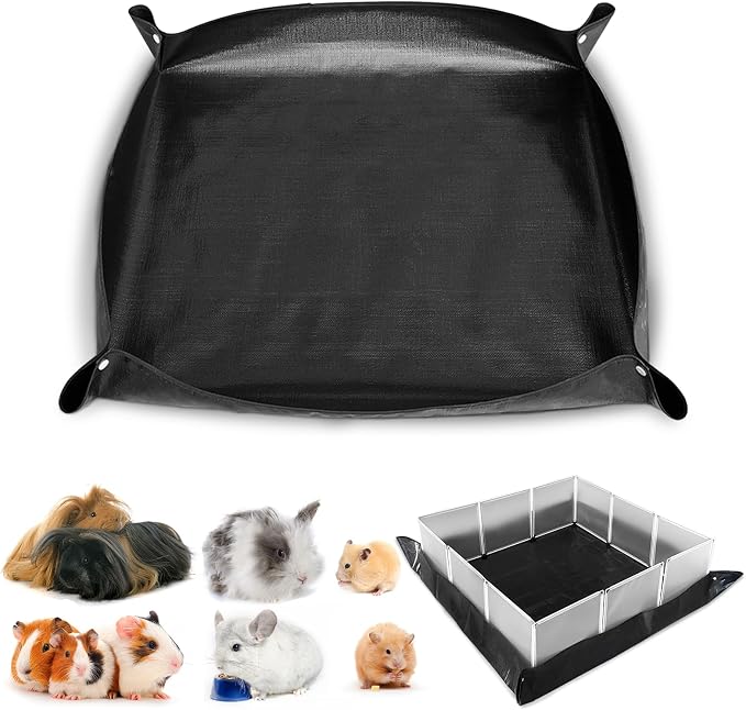 PINVNBY 59"x59" Thickening Waterproof Pet Playpen Mat, Guinea Pig Cage Liner Washable Tarp Bottom Reusable Base for Rabbits, Bunny, Ferrets and Other Small Animals, 1 PCS
