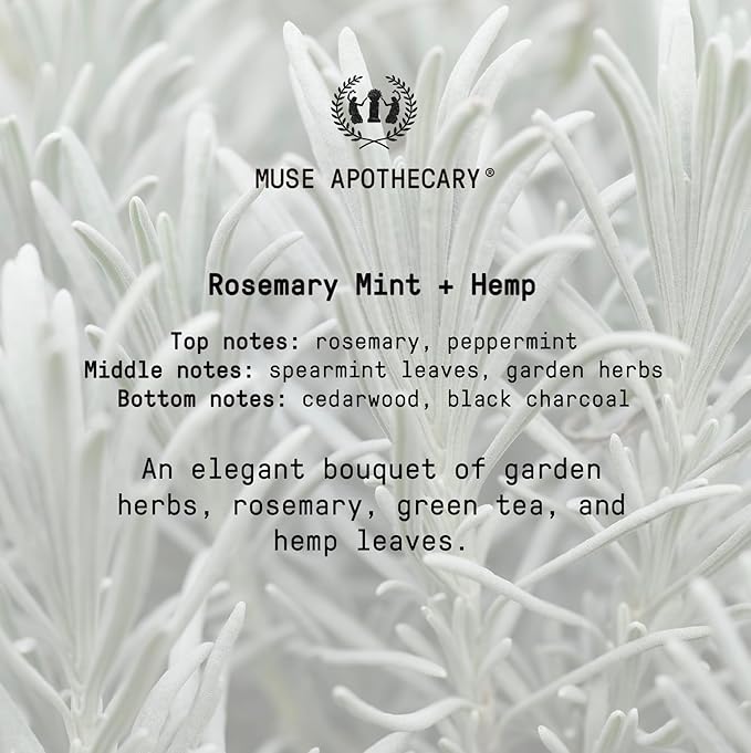 Muse Apothecary Hand Ritual - Aromatic and Nourishing Hand Soap, Infused with Natural Aromatherapy Essential Oils - USDA Certified Biobased - 16 oz, Rosemary Mint + Hemp, 2 Pack