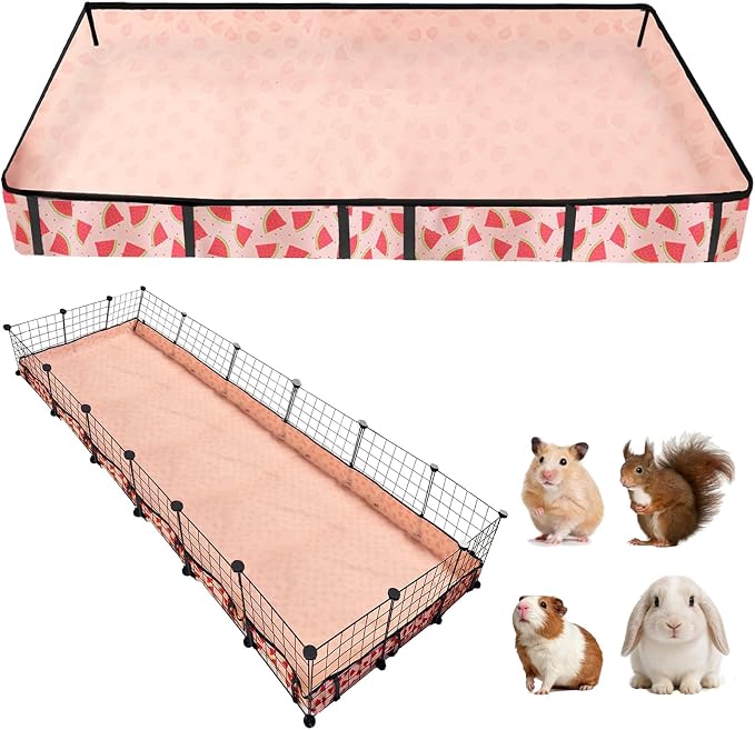 Waterproof Guinea Pig Cage Liners, Washable & Reusable Small Animal Cage Mat, for Rabbit, Hamster, Chinchilla, Hedgehog (Watermelon),C&C 36x72 inches