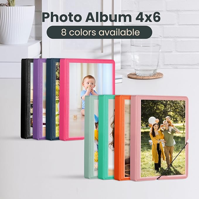 Lifting 2 Pack Small Photo Album 4x6 28 Pockets Plastic 4 x 6 Photo Book Album with Customizable Cover Mini Picture Album for Family Wedding Anniversary Baby Vacation (Pink)