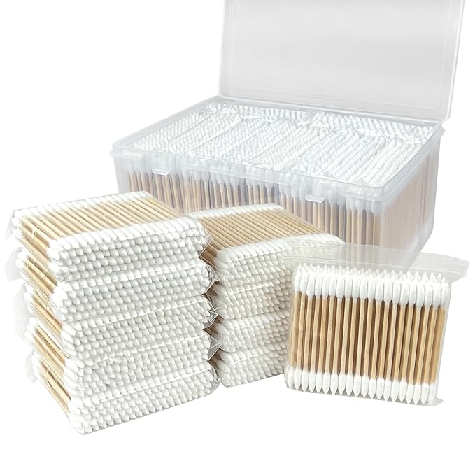 Pointed Tip Cotton Swabs - 1000 Count Double Pointed Cotton Buds - Precision Tips with Bamboo Sticks for Makeup, Nail Tools, Personal Care - Soft and Hypoallergenic for Skin