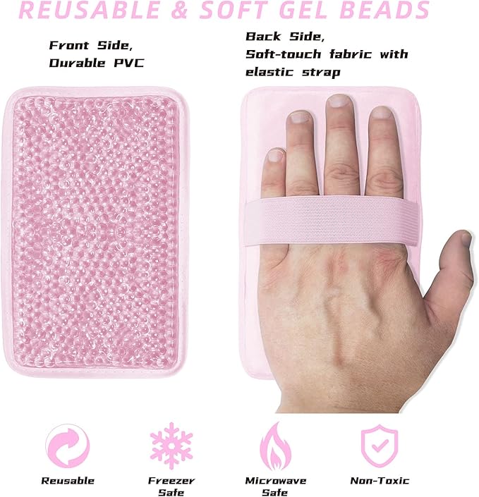 Gel Ice Pack Ice Bag with Strap-Reusable Hot & Cold Pack Compress Therapy for Pain, Swelling,Injuries of Knee, Shoulder, Foot, Back, Ankle, Neck, Hip, Elbow (1Pcs,Pink)