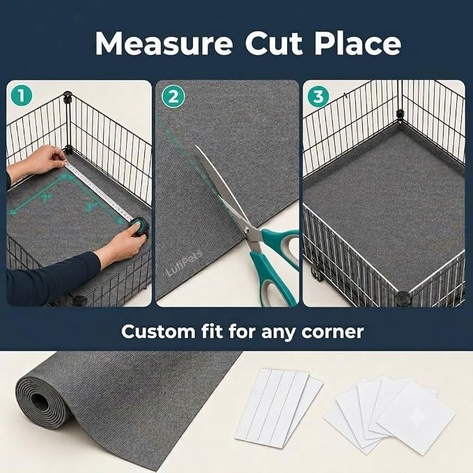LUFTPETS Waterproof Guinea Pig Cage Liner Roll, 18x79 Cut to Fit Any Cage | Leakproof EVA Base Under Fleece, Litter Boxes or Reptile Tanks. Non-Slip, Reusable, Wipe Clean