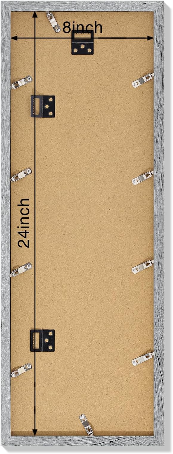 Vittanly 8x24 Collage Picture Frame, Displays 5Pcs 4x6 Pictures with Mat or 1Pcs 8x24 without Mat, Picture Frames Collage Wall Decor for Horizontal or Vertical Display, Grey, 1 Pack