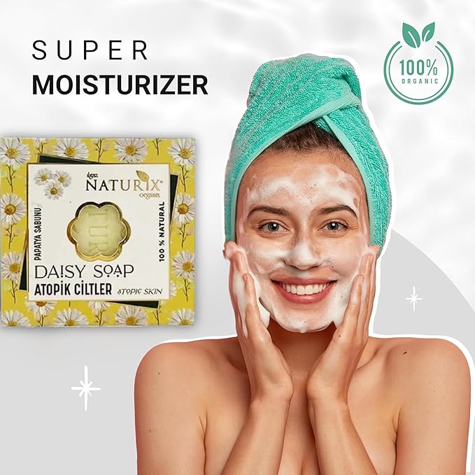 Organic Bar Soap Moisturizing Soap Made from Natural Oil | Hair Hand Face Body Bath Wash | Skin Care Cleanser Shampoo (Daisy)