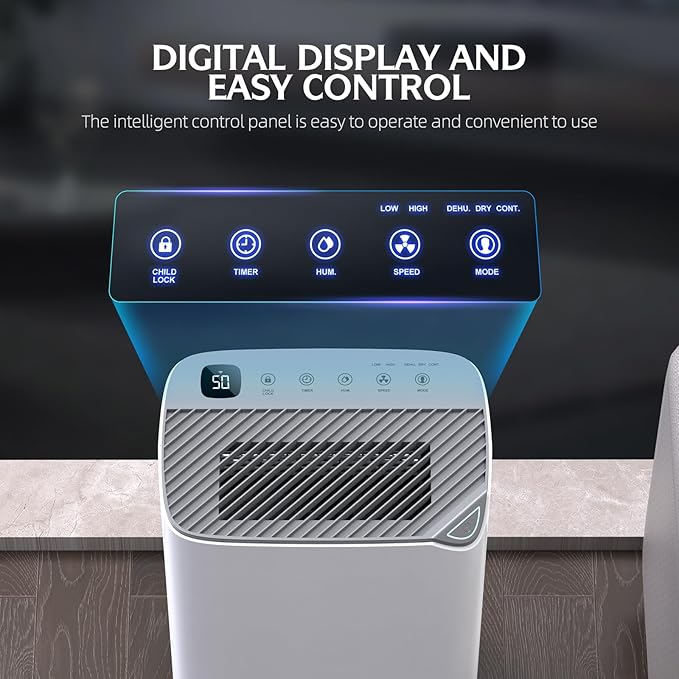 2500 Sq.Ft Smart Compressor Dehumidifiers for Home, Basement Bedroom,Bathroom, 34 Pints Energy Star, Auto or Manual Drainage, with Drain Hose,Continuous Drainage, Auto Defrost, 24H Timer