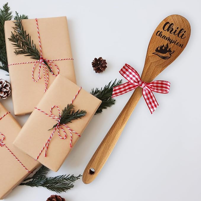 Chili Champion Wooden Serving Spoon for Cooking, Chili Contest Mixing Stir Spoon, Chili Cook Off Trophies, Funny Gifts For Birthday, Christmas, Thanksgiving Day and Decor