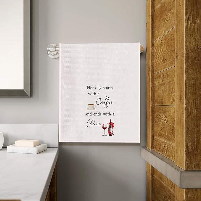 Funny Kitchen Towels,Funny Wine Dish Towels,Wine Lovers Gifts for Women,Coffee Lover Gifts for Women 16 X 24