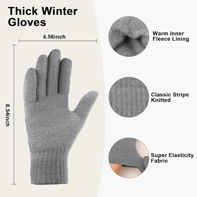 YARIEW Winter Hat Neck Warmer and Gloves Set for Women, Warm Knitted Beanie with Pom Pom, Soft Ear Warmer Scarf, Warm Gloves
