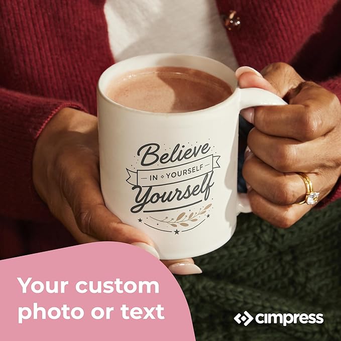 Personalized Mug, Custom Ceramic Mug with Photo and Text, 11oz, Pack of 100, Glossy Coffee Cup, Perfect for Christmas, Secret Santa or as Holiday Gift for Family or Friends, White/Pink