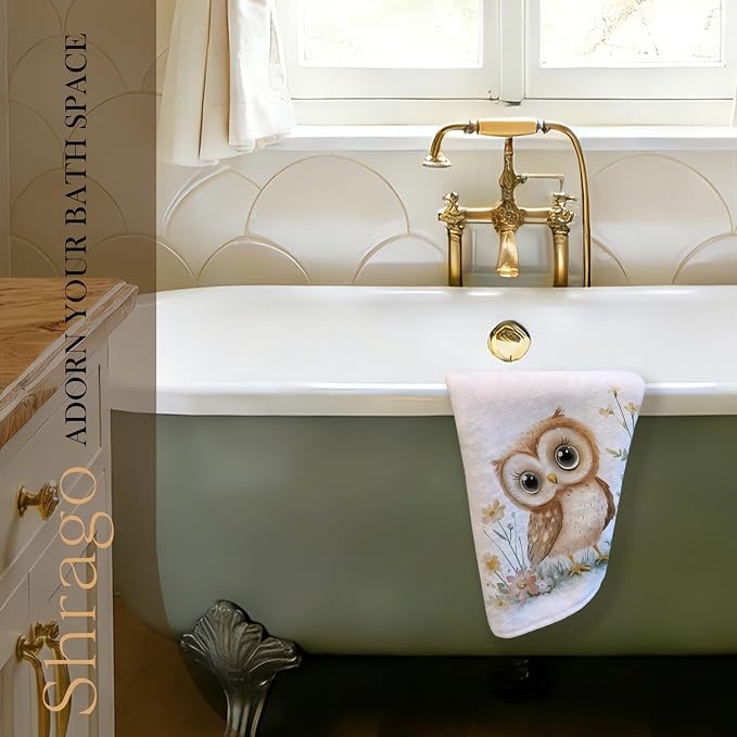 Owl Decor Kitchen Towels–Upgraded Fabric, Gifts for Owl Lovers Dish Tea Towels for Kitchen, Animal Lover Gifts Decorative Hand Towel for Kids Bathroom Decor, 16x24 Inch