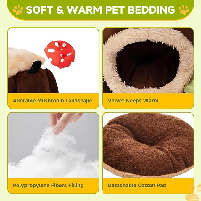 LYART Guinea Pig Hamster Bedding or Hideout for Mouse Mice Rat Ferret Bunny Fluff Bedding Bed House Cage Accessories, Dwarf Rabbits Hedgehog Bearded Dragon Warm Bedding Nest Cave, Washable (3.XL)