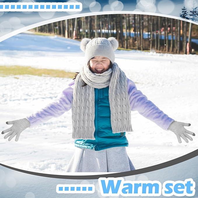 Geyoga 6 Pcs Winter Warm Fleece Knit Hat Long Scarf Touchscreen Gloves Ear Muffs Socks Sets, Winter Warm Gifts for Women