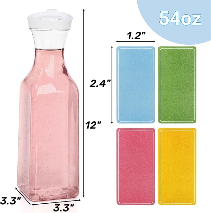 Goaste 8 Pack Laundry Detergent Dispenser, 54oz Laundry Soap Dispenser Bottle with Waterproof Label, Liquid Laundry Detergent Container, Plastic Fabric Softener Organizer for Bleach Powder Beads