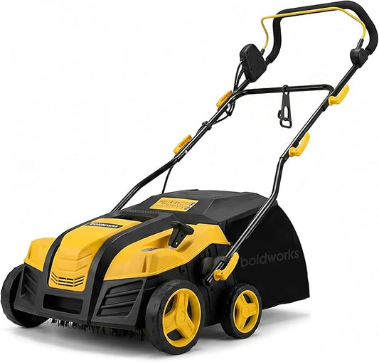 Electric Artificial Turf Sweeper 16” Artificial Grass Sweeper Vacuum with 45L Collection Bag 5 Height Adjustment Foldable Turf Power Broom for Artificial Grass Cleaning