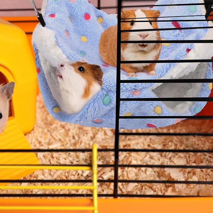 BOAO 2 Pcs Guinea Pig Rat Hammock for Pet, Mint Green, Pink, Heart Pattern | Ferret Hamster Hanging Hammock, Guinea Pigs Accessories, for Small Animals Chinchilla Parrot Sugar Glider Ferret Squirrel