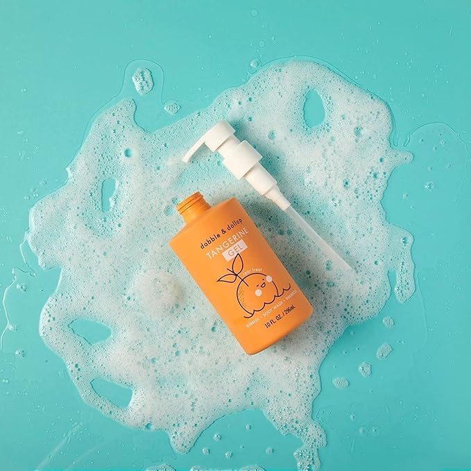 Dabble & Dollop Tangerine + Vanilla Body Wash & Shampoo – 3-in-1 Natural Bubble Bath for Kids, No Parabens or Sulfates, Vegan, Gluten-Free, Tear-Free (2-Pack)