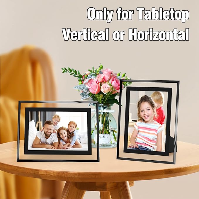 4x6 Picture Frames Black - Set of 2, HD Real Glass 4 by 6 Photo Frame for Tabletop Display, Wedding Birthday Christmas Day Gifts (4 x 6, Black)