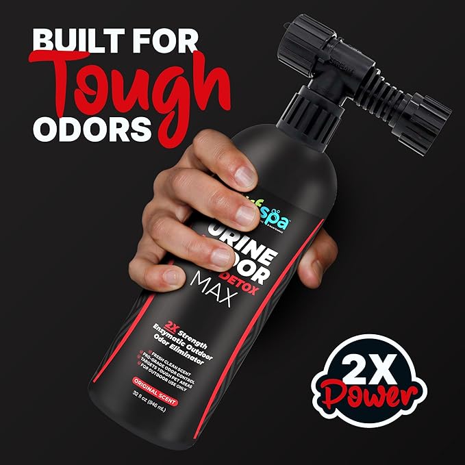 MAX Urine & Odor Turf Detox: Double-Strength Enzyme Cleaner & Odor Eliminator for Artificial Grass, Turf, Concrete & Patios, Pet Urine Enzymatic Cleaner for Dogs & Cats – 32 oz Sprayer, 2-Pack