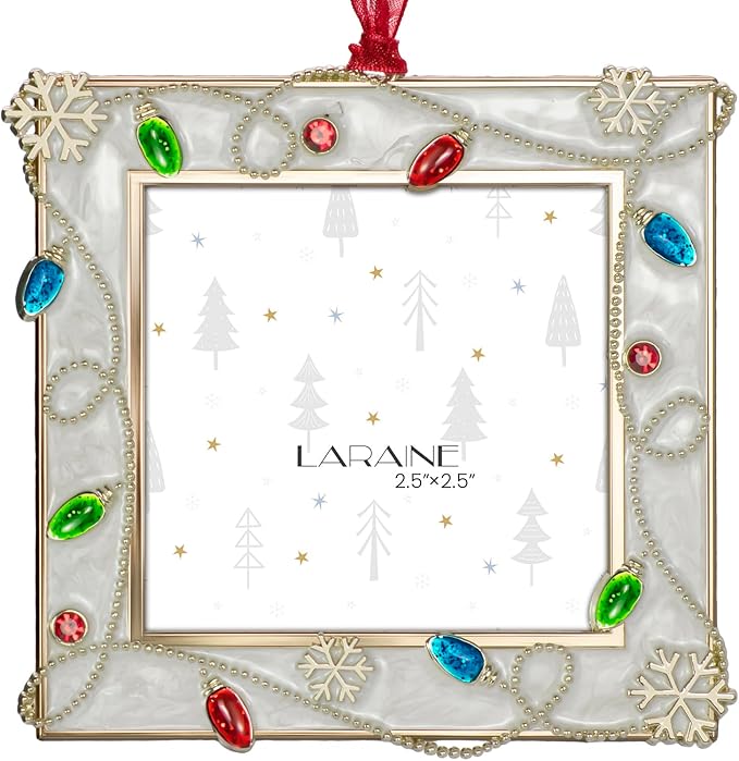 LARAINE Picture Photo Frame Christmas Metal 2025 Christmas High Definition Glass Display Pictures for Tabletop Home Decorative Holiday Gift (White, 2.5)