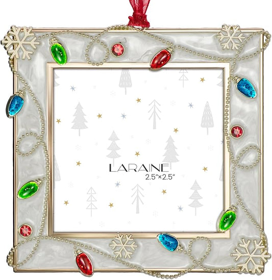 LARAINE Picture Photo Frame Christmas Metal 2025 Christmas High Definition Glass Display Pictures for Tabletop Home Decorative Holiday Gift (White, 2.5)