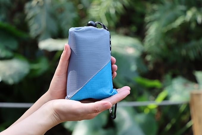 Orga'Neat Pocket Picnic Blanket, Sandproof Lightweight Pocket Camping Tarp, 55″x 39″ Foldable & Fits into Small Bag, Water Resistant Washable Quick Dry Compact Beach Mat for Outdoor Recreation