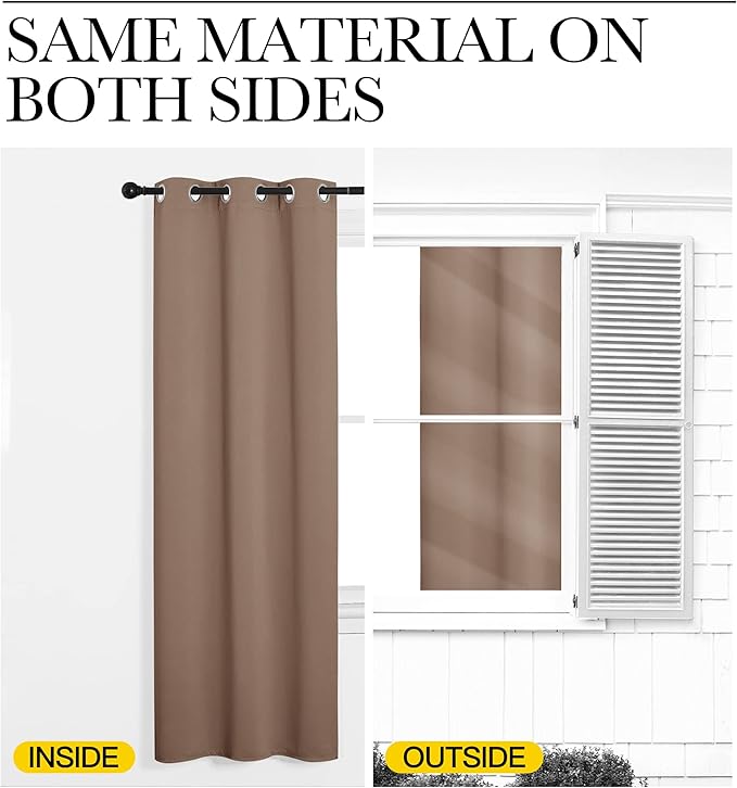 NICETOWN Light Reducing Grommet Curtains - Tripe Woven Textured Soft Curtain Panels for Living Room Window Treatment Drapes (2 Panels, W42 x L95, Cappuccino)