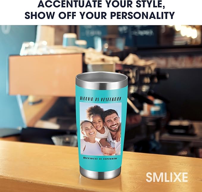 Personalized Custom Tumbler Print in USA 48 Pcs 20oz Stainless Steel Coffee Cup with Lid & Straw Double Wall Insulated Tumbler with Colorful Text Logo Photo